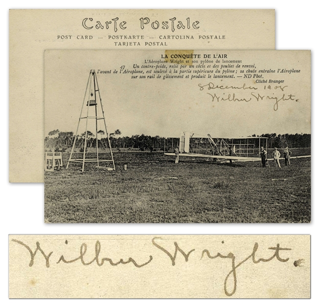 Wilbur Wright Postcard Signed From December 1908 During Their Very Successful Exhibition Flights in Europe